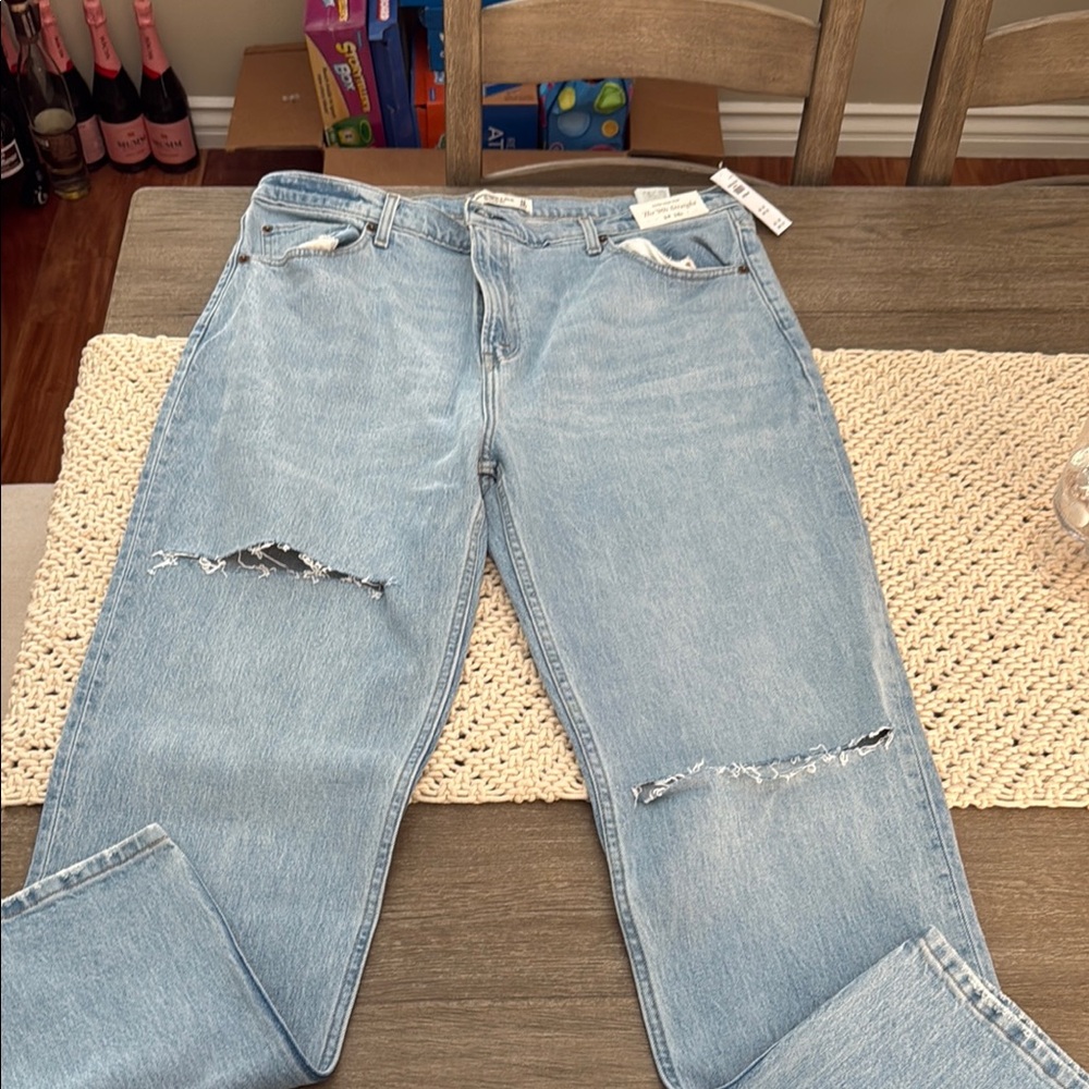 Abercrombie and Fitch Light Blue Distressed Jeans